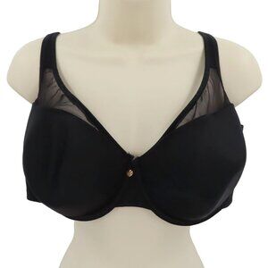 Cacique 42DD Bra Solid Black Charm Underwire Lined Mesh Accent Women Plus Size